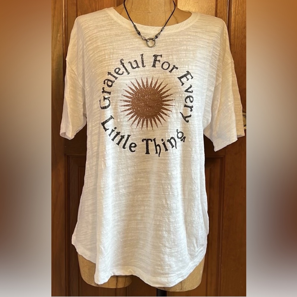 Anthropologie White Grateful Tee with Sun Design